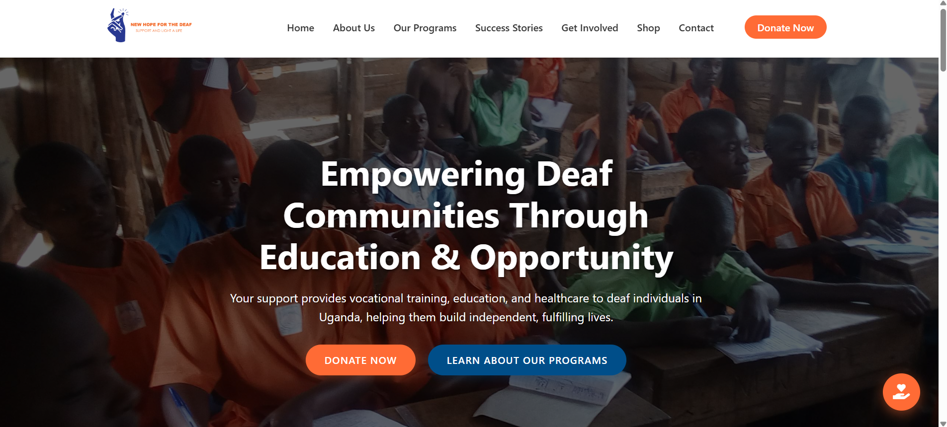 New Hope for the Deaf Website Screenshot
